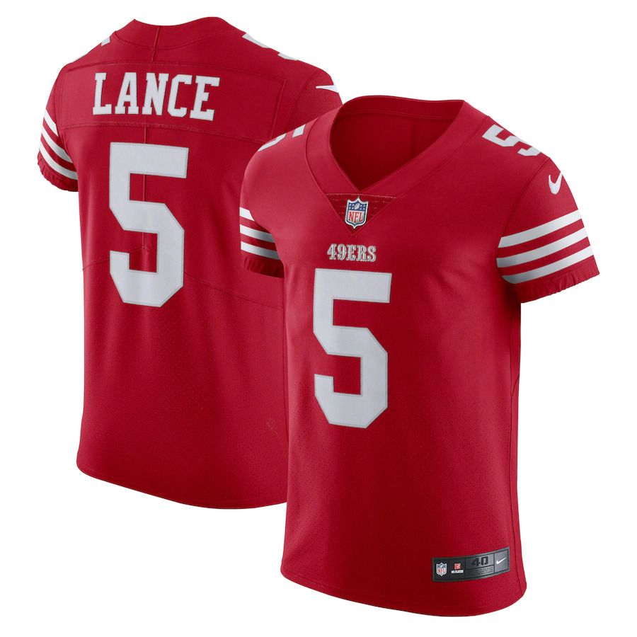 Men San Francisco 49ers #5 Trey Lance Nike Scarlet Vapor Elite NFL Jersey->san francisco 49ers->NFL Jersey
